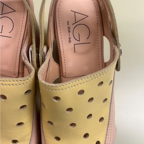 Agl MADE IN ITALY Yellow and Pink Mules with Chunky Platform - Picture 3 of 8